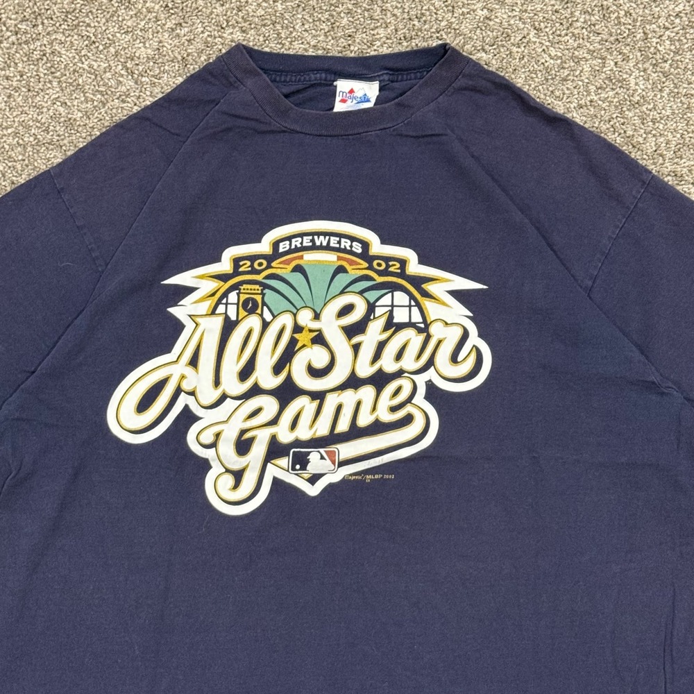 VTG Majestic 2002 MLB All Star Game Milwaukee Brewers T-Shirt Mens XL Retro - Picture 2 of 3